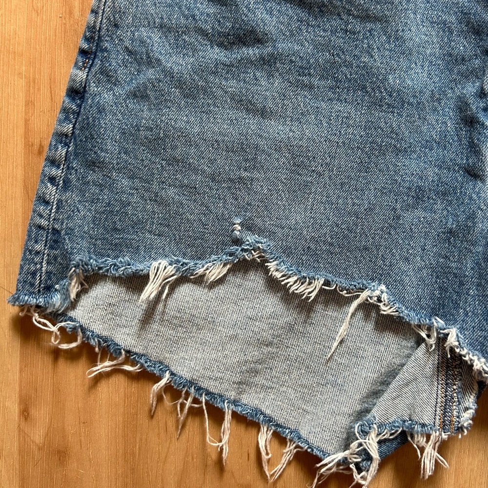 Abercrombie & Fitch Curve Love Blue Denim Cutoff Mom Shorts (NWOT) - Picture 5 of 12